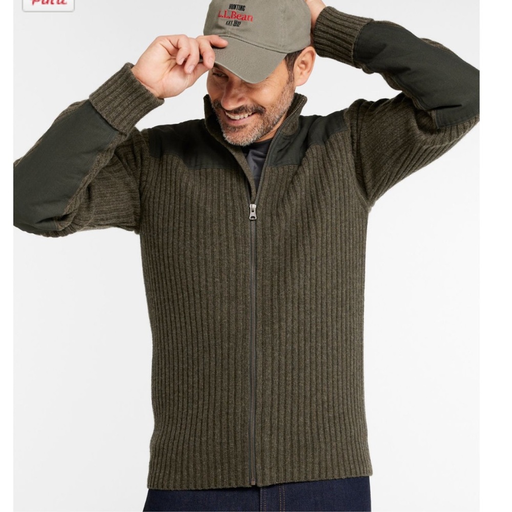 LL Bean Merino Lambswool Commando Men’s Ribbed Full Zip Sweater - Picture 2 of 12